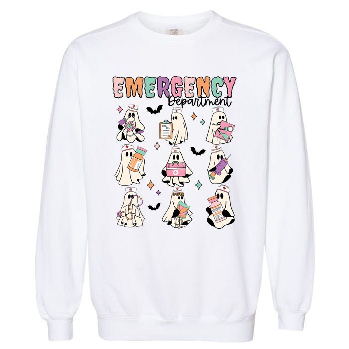 Emergency Department Halloween Nurse Health Care Garment-Dyed Sweatshirt