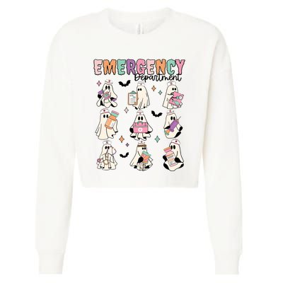 Emergency Department Halloween Nurse Health Care Cropped Pullover Crew