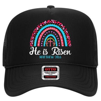 Easter Day He is Risen Easter Love Religious High Crown Mesh Back Trucker Hat