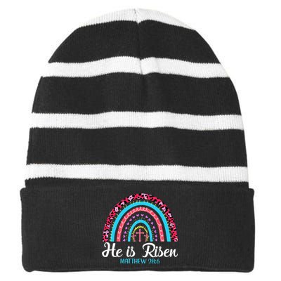 Easter Day He is Risen Easter Love Religious Striped Beanie with Solid Band