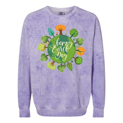 Earth Day Happy Earth Day Trees Colorblast Crewneck Sweatshirt