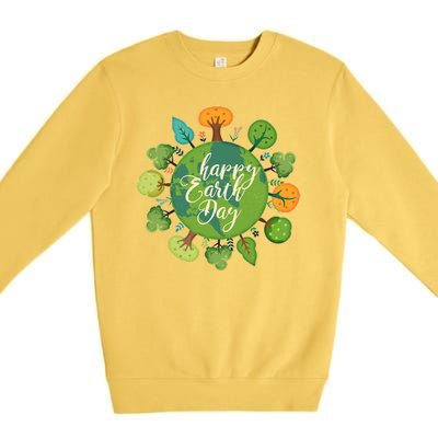 Earth Day Happy Earth Day Trees Premium Crewneck Sweatshirt