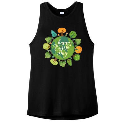 Earth Day Happy Earth Day Trees Ladies PosiCharge Tri-Blend Wicking Tank