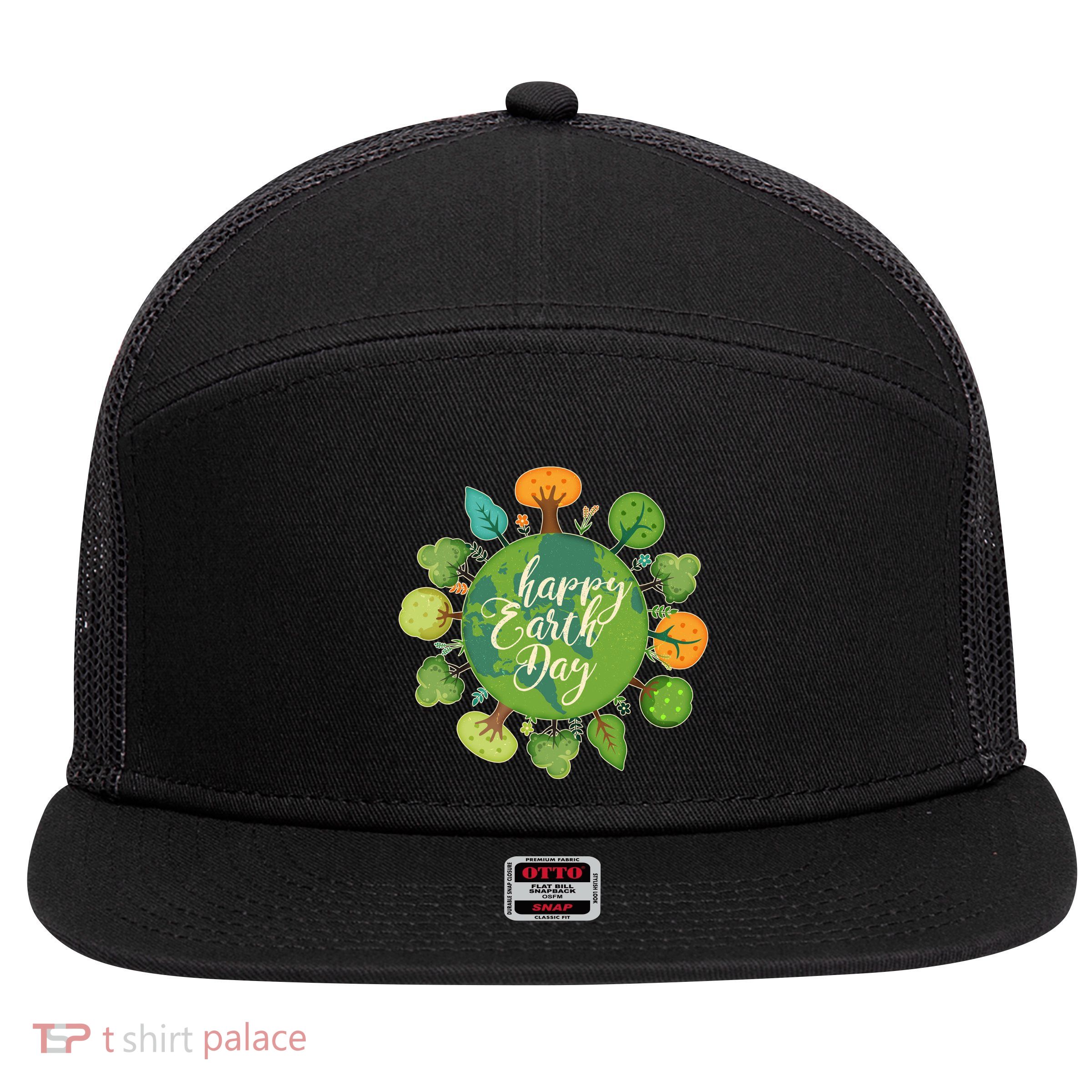 Earth Day Happy Earth Day Trees 7 Panel Mesh Trucker Snapback Hat