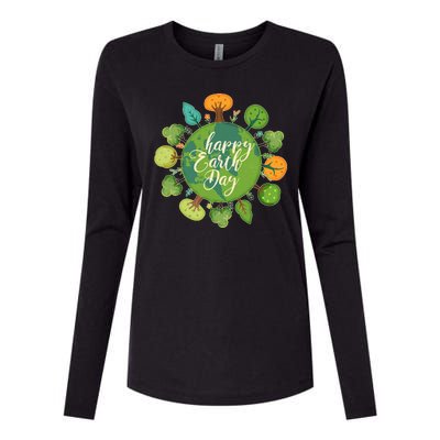 Earth Day Happy Earth Day Trees Womens Cotton Relaxed Long Sleeve T-Shirt