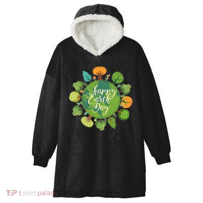 Earth Day Happy Earth Day Trees Hooded Wearable Blanket