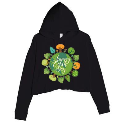 Earth Day Happy Earth Day Trees Crop Fleece Hoodie