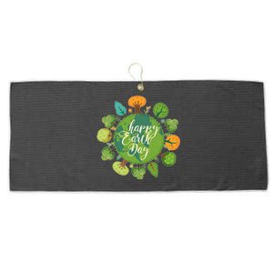 Earth Day Happy Earth Day Trees Large Microfiber Waffle Golf Towel