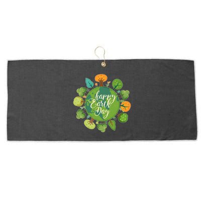 Earth Day Happy Earth Day Trees Large Microfiber Waffle Golf Towel