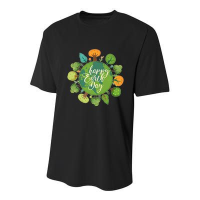 Earth Day Happy Earth Day Trees Youth Performance Sprint T-Shirt