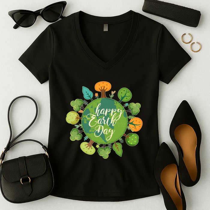 Earth Day Happy Earth Day Trees Women's V-Neck T-Shirt