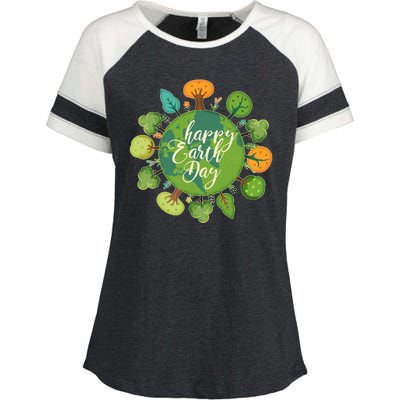 Earth Day Happy Earth Day Trees Enza Ladies Jersey Colorblock Tee