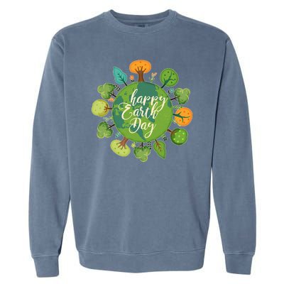 Earth Day Happy Earth Day Trees Garment-Dyed Sweatshirt