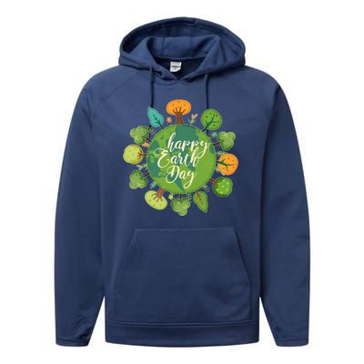 Earth Day Happy Earth Day Trees Performance Fleece Hoodie