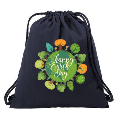 Earth Day Happy Earth Day Trees Drawstring Bag