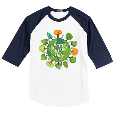 Earth Day Happy Earth Day Trees Baseball Sleeve Shirt