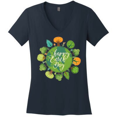 Earth Day Happy Earth Day Trees Women's V-Neck T-Shirt