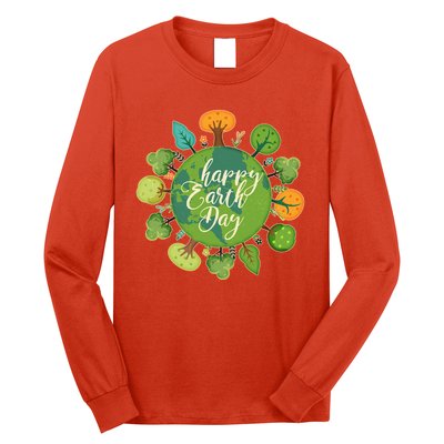 Earth Day Happy Earth Day Trees Long Sleeve Shirt