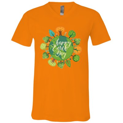 Earth Day Happy Earth Day Trees V-Neck T-Shirt