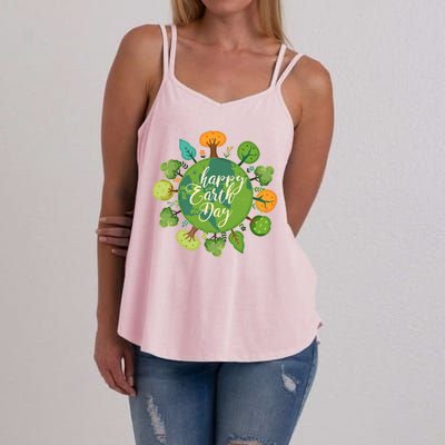 Earth Day Happy Earth Day Trees Women's Strappy Tank