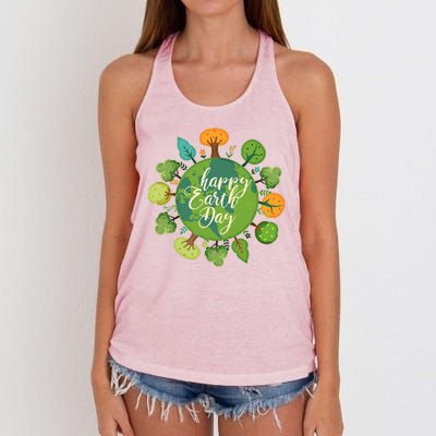 Earth Day Happy Earth Day Trees Women's Knotted Racerback Tank