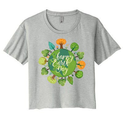 Earth Day Happy Earth Day Trees Women's Crop Top Tee