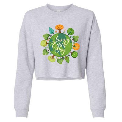 Earth Day Happy Earth Day Trees Cropped Pullover Crew