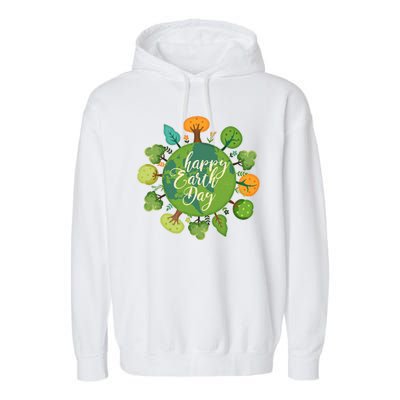 Earth Day Happy Earth Day Trees Garment-Dyed Fleece Hoodie