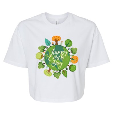 Earth Day Happy Earth Day Trees Bella+Canvas Jersey Crop Tee