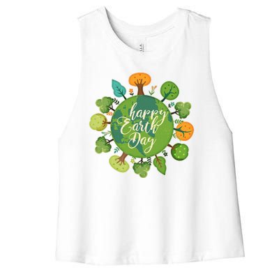 Earth Day Happy Earth Day Trees Women's Racerback Cropped Tank