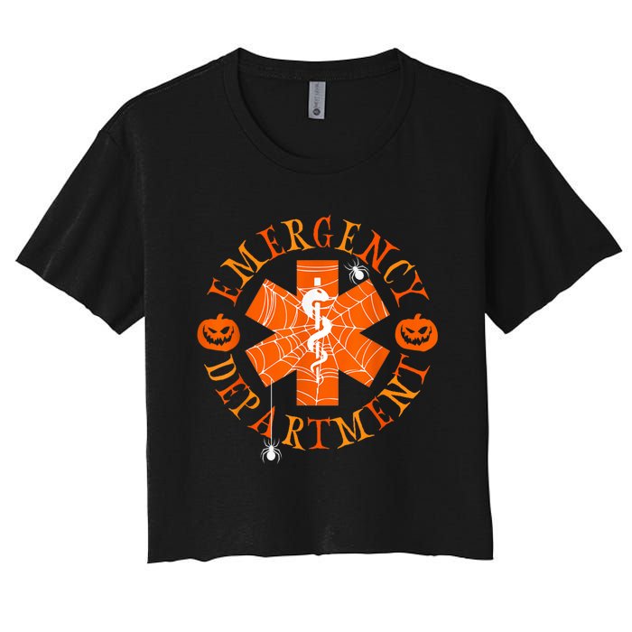 Emergency Department Halloween Emergency Room Nursing Nurse Women's Crop Top Tee