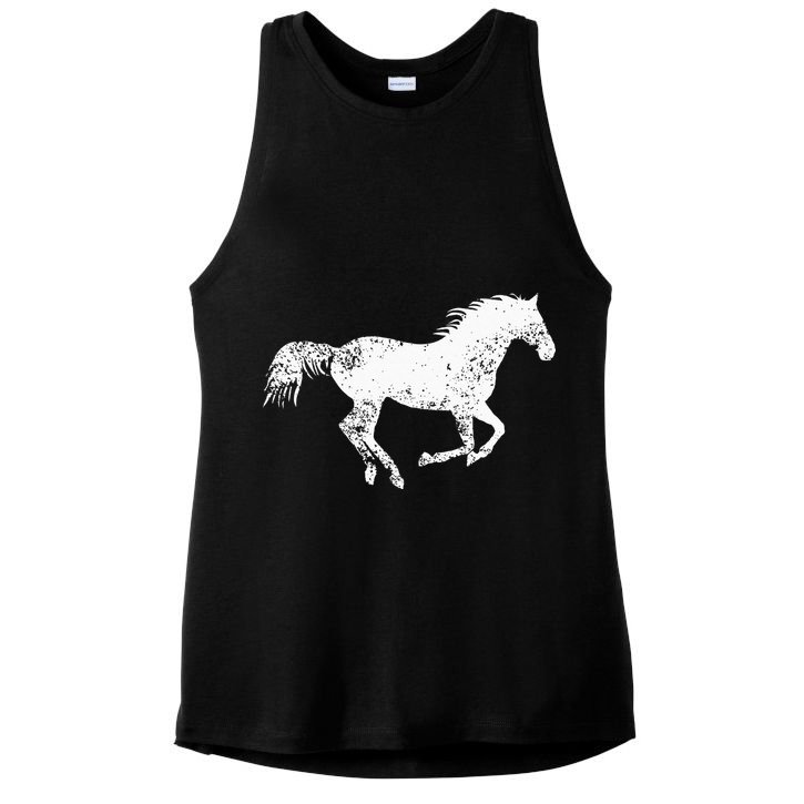 Equestrian Distressed Horse Print Vintage Horse Ladies PosiCharge Tri-Blend Wicking Tank