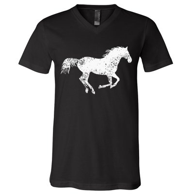 Equestrian Distressed Horse Print Vintage Horse V-Neck T-Shirt