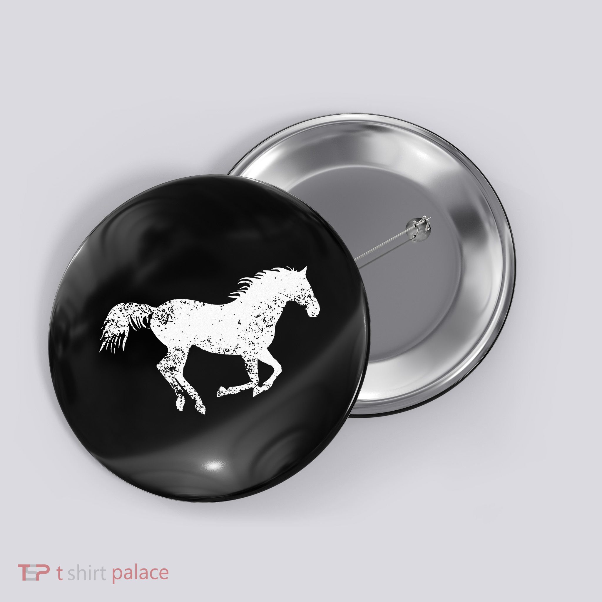Equestrian Distressed Horse Print Vintage Horse Button