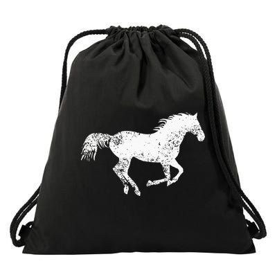 Equestrian Distressed Horse Print Vintage Horse Drawstring Bag