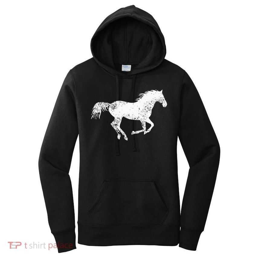 Equestrian Distressed Horse Print Vintage Horse Women's Pullover Hoodie
