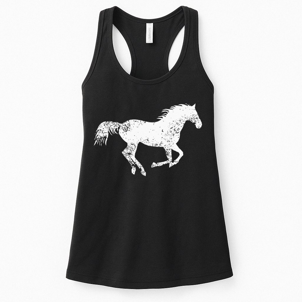 Equestrian Distressed Horse Print Vintage Horse Womens Tank Top