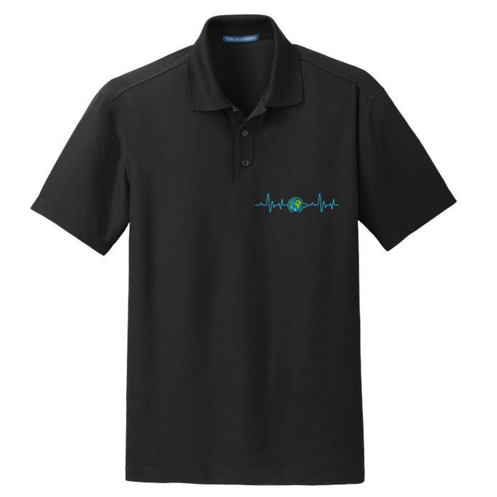 Earth Day Heartbeat Dry Zone Grid Polo