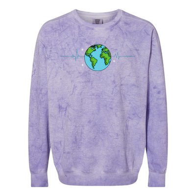 Earth Day Heartbeat Recycling Climate Change Colorblast Crewneck Sweatshirt