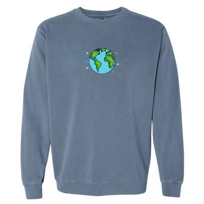 Earth Day Heartbeat Recycling Climate Change Garment-Dyed Sweatshirt