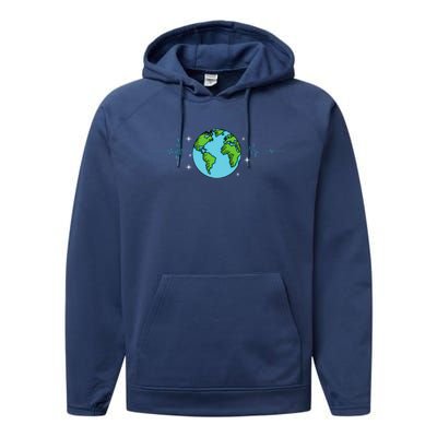 Earth Day Heartbeat Recycling Climate Change Performance Fleece Hoodie