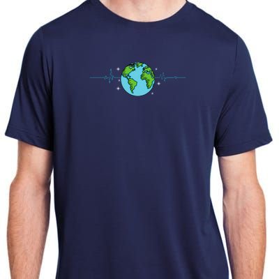 Earth Day Heartbeat Recycling Climate Change Adult ChromaSoft Performance T-Shirt