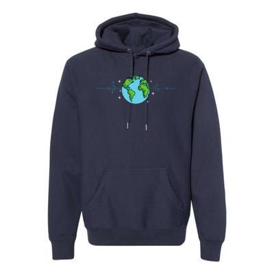 Earth Day Heartbeat Recycling Climate Change Premium Hoodie