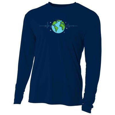 Earth Day Heartbeat Recycling Climate Change Cooling Performance Long Sleeve Crew