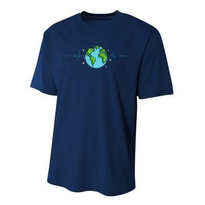 Earth Day Heartbeat Recycling Climate Change Performance Sprint T-Shirt