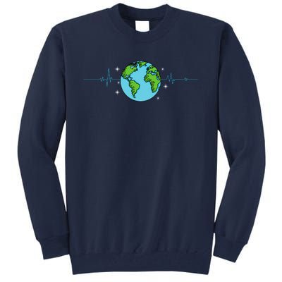 Earth Day Heartbeat Recycling Climate Change Tall Sweatshirt