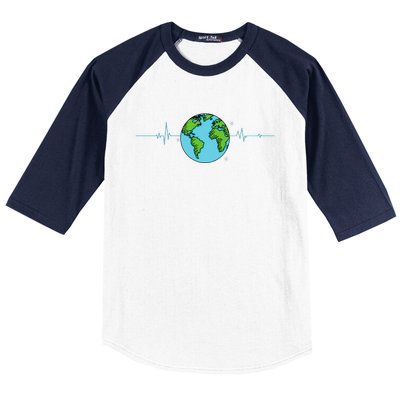 Earth Day Heartbeat Recycling Climate Change Baseball Sleeve Shirt