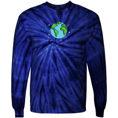 Earth Day Heartbeat Recycling Climate Change Tie-Dye Long Sleeve Shirt