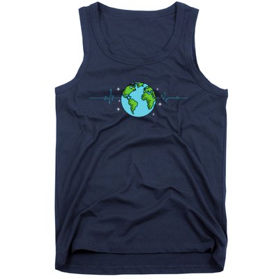 Earth Day Heartbeat Recycling Climate Change Tank Top