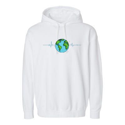 Earth Day Heartbeat Recycling Climate Change Garment-Dyed Fleece Hoodie